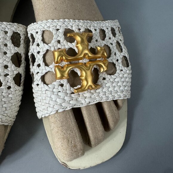 Tory Burch Eleanor Woven Leather Slides, Size 10 M - Picture 6 of 13